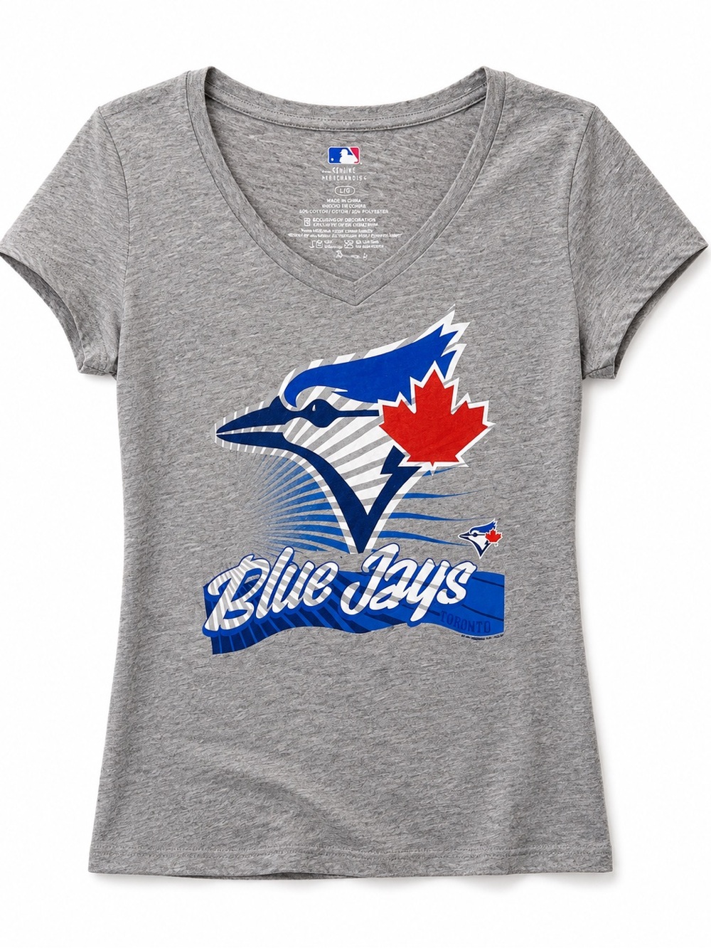MLB Toronto Blue Jays Gray V-Neck Tee